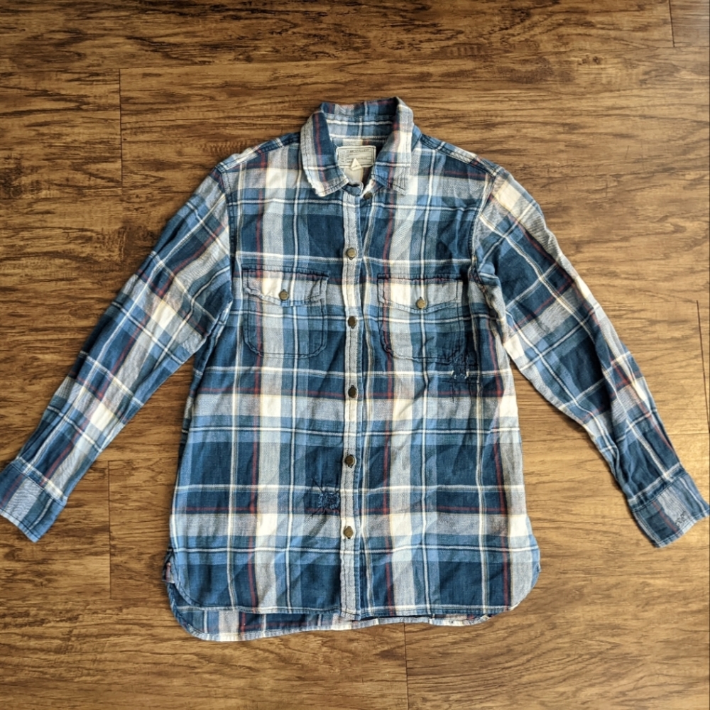 Current Elliott Multi color Flannel Long Sleeve Button Down Shirt
